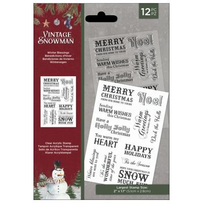 Crafter's Companion Vintage Snowman Clear Stamps - Winter Blessings